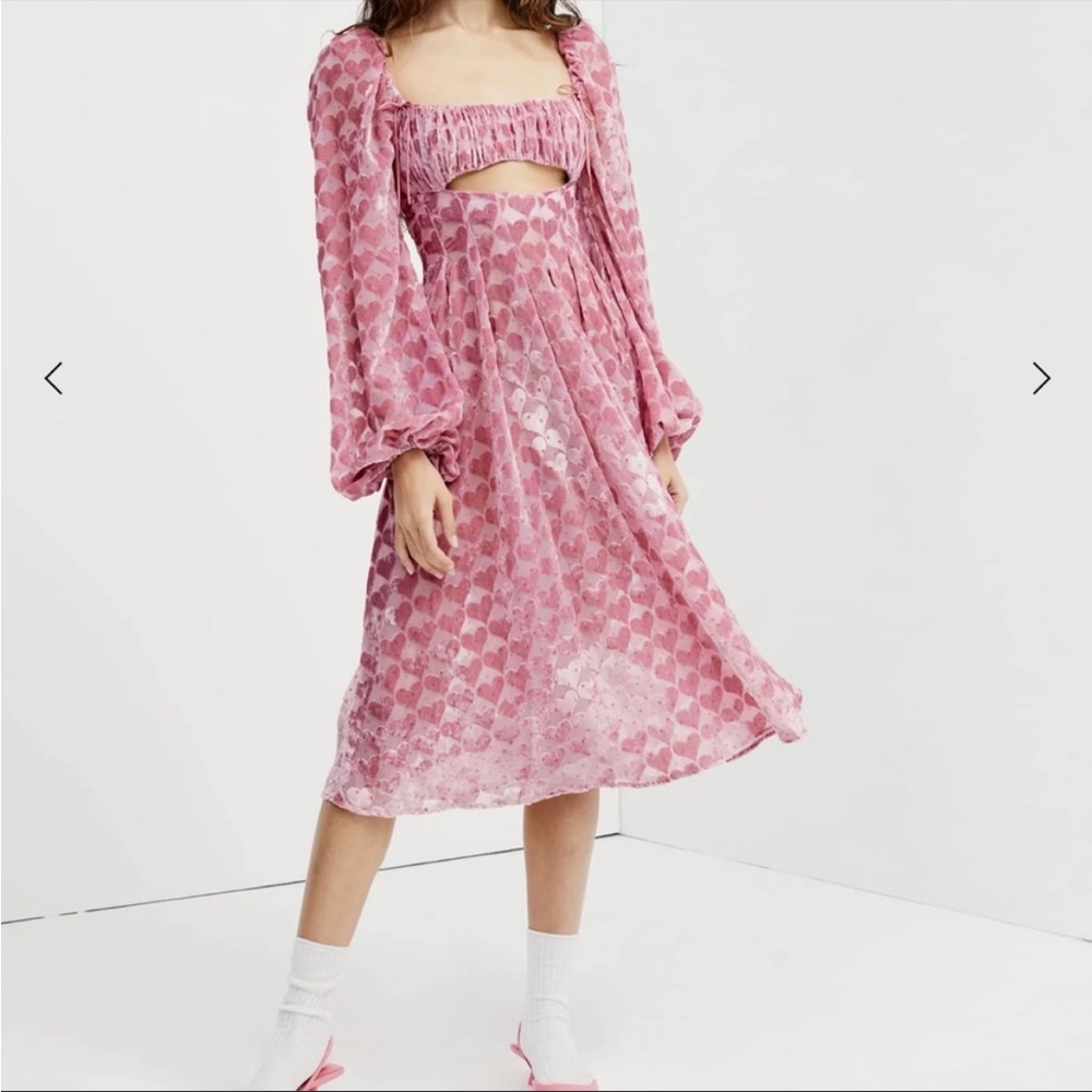 For Love and Lemons Nikki Heart burnout cute romantic midi dress size S